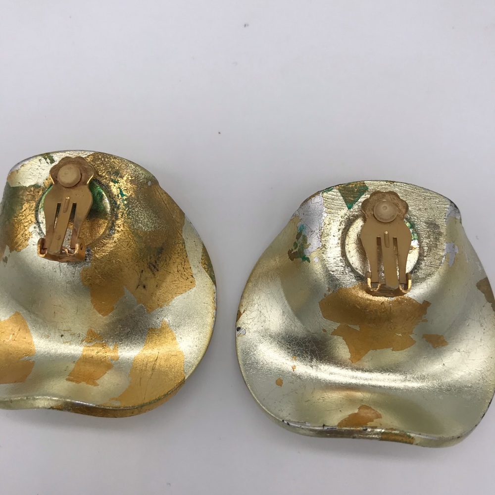 WONDERFUL 1980'S VINTAGE SILVER GOLD Earrings - Picture 5 of 7